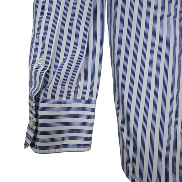 J. Crew Womens 4 Blue White Striped Pullover V Neck Blouse - Picture 8 of 11